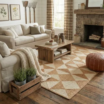 Hand-Woven Two-Tone Geometric Jute Carpet