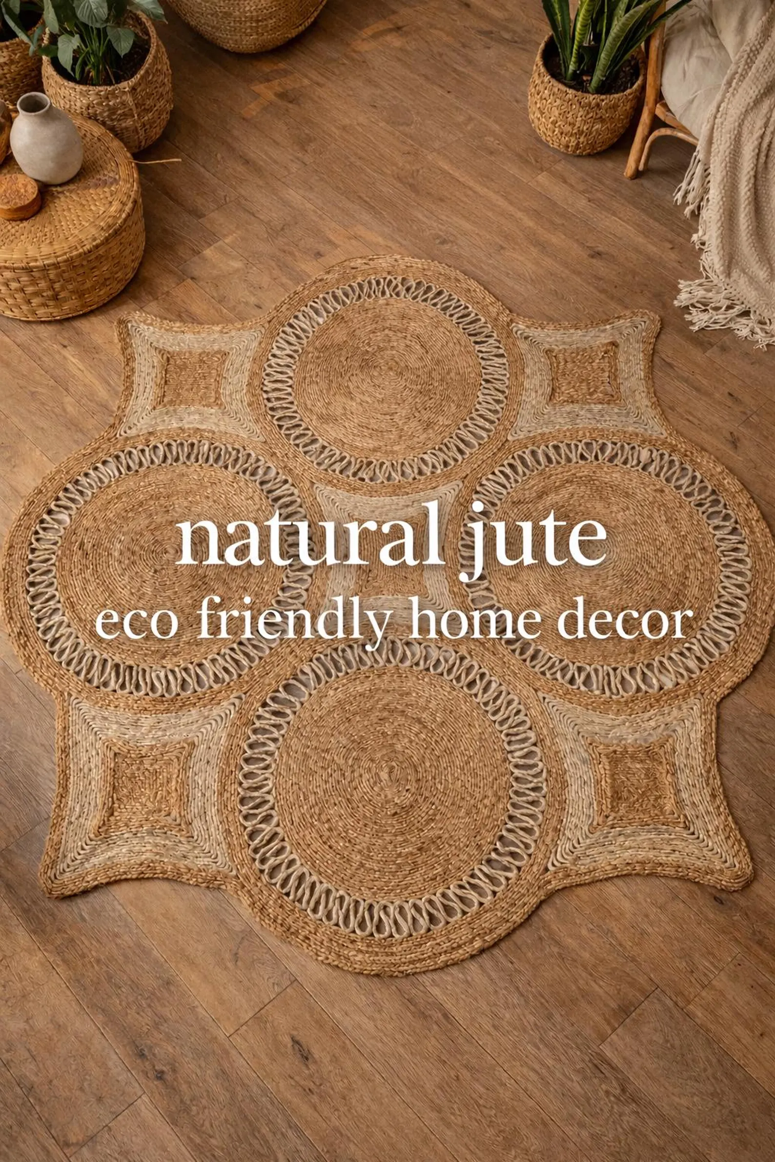P15.6-Handwoven Round Pattern Jute Mat