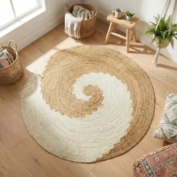 Jute Two-Tone Spiral Pattern Round Mat