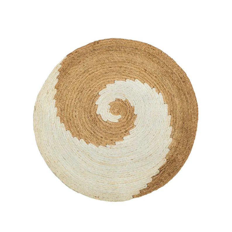 P4.3-Jute Two-Tone Spiral Pattern Round Mat