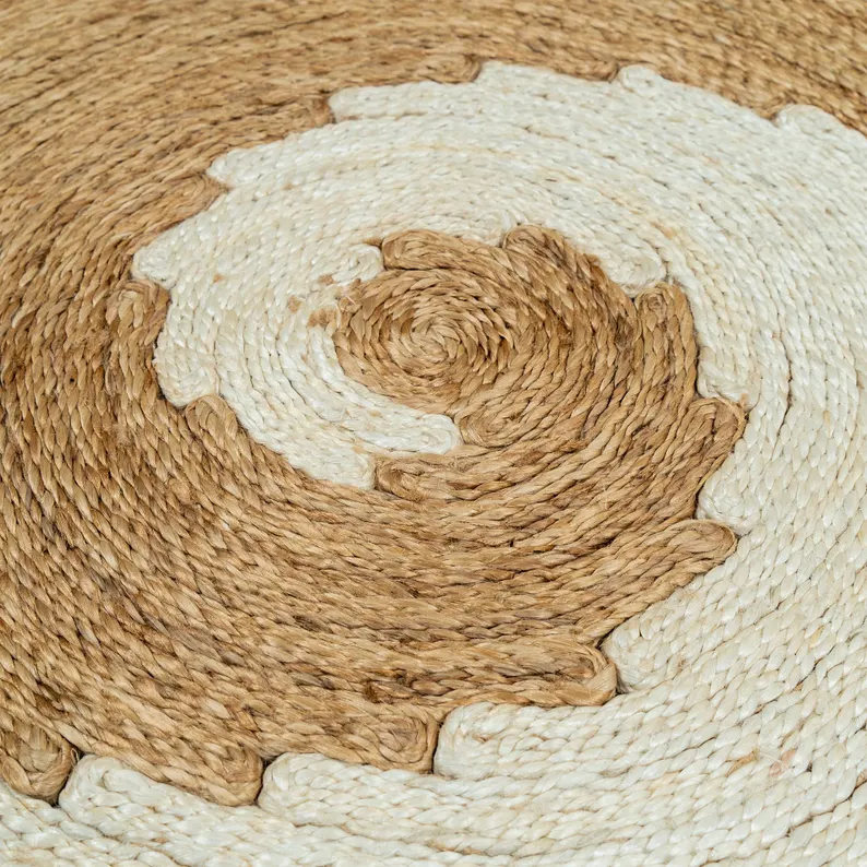 P4.4-Jute Two-Tone Spiral Pattern Round Mat