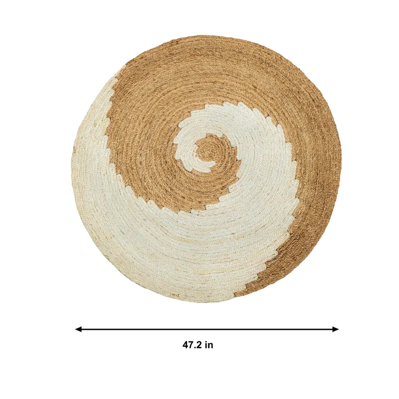 P4.5-Jute Two-Tone Spiral Pattern Round Mat